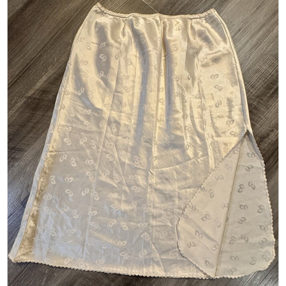 Vintage Blanche RALPH MONTENERA White LACE Side Half Slip M Sissy Coquette Satin